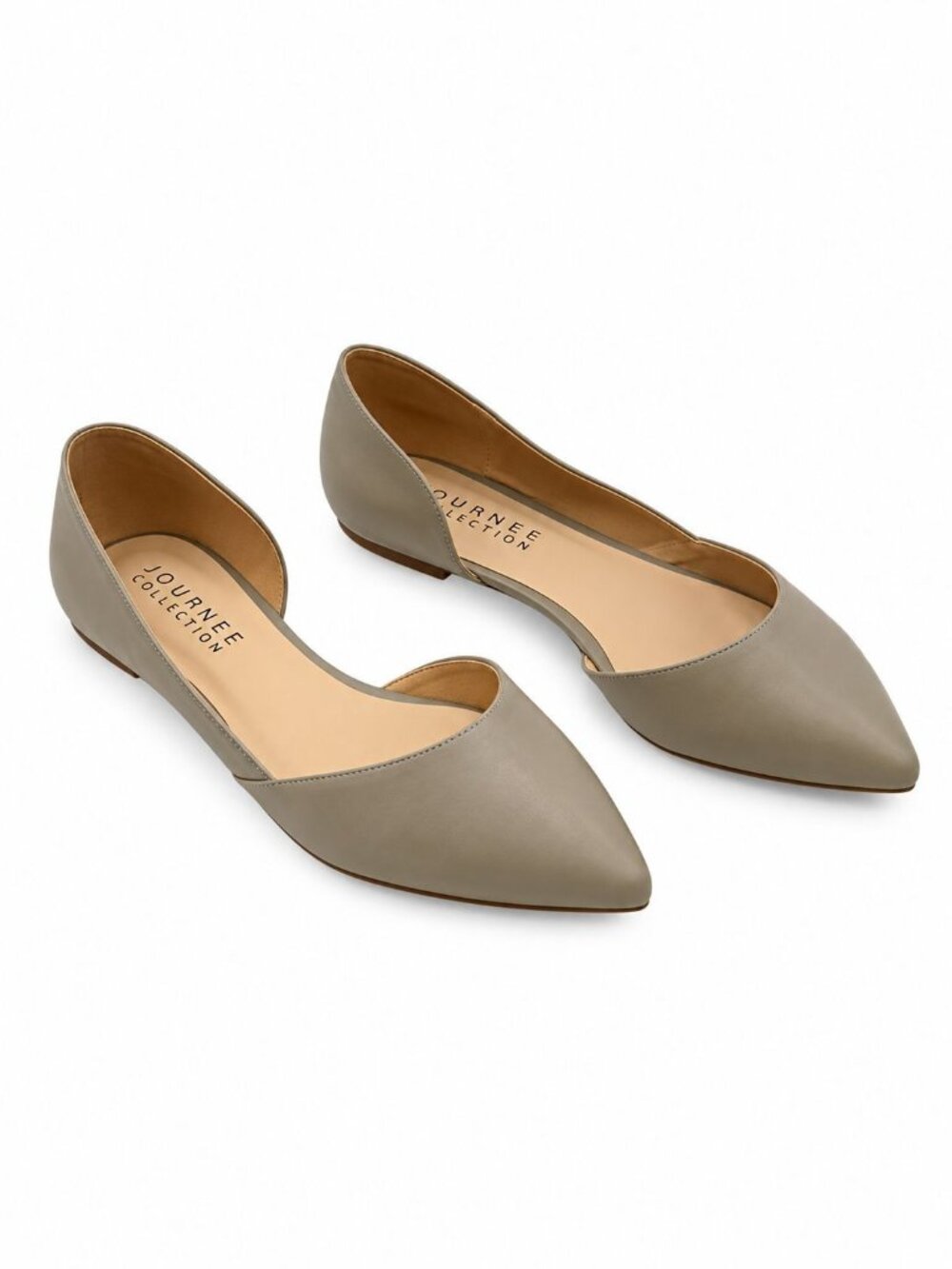 NIB Journee Collection Cortni Slip On Pointed Toe D'Orsay Flats Sz 10 Wide Gray